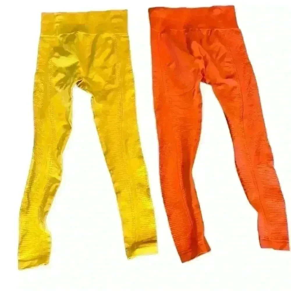 W.A.R.Fitness and Training Leggings/ Athletic Wear Mustard and Orange Size Small